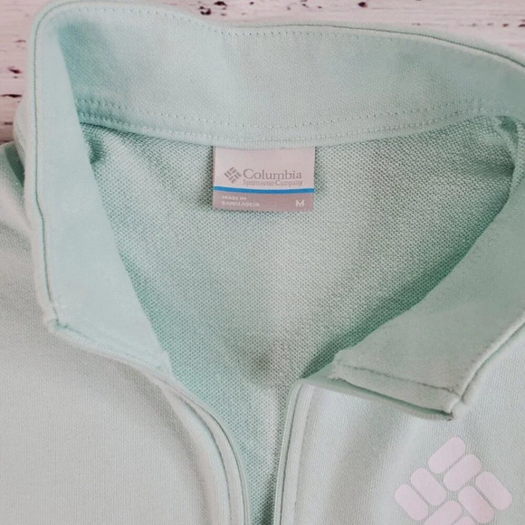 Columbia Trek Sweatshirt Women Medium Mint Blue Cropped 1/2 Zip French Terry - Picture 3 of 14